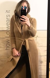 J. Crew duster long cardigan sweater robe wrap coat with hood and belt